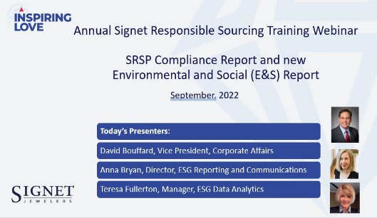 Signet Responsible Sourcing Protocol (SRSP) Compliance Reporting webinar